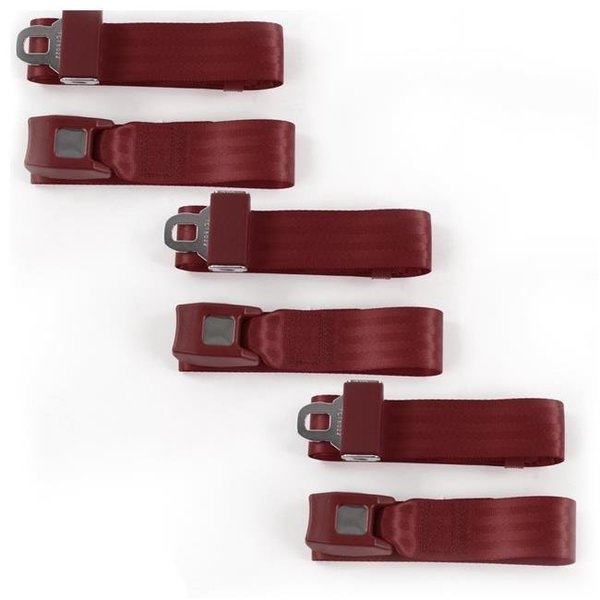Geared2Golf Standard 2 Point Burgundy Lap Bench Seat Belt Kit for Chevy Truck 1988-1998 - 3 Belts GE1565970
